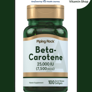 Piping Rock Beta Carotene Supplement | 25000 IU Softgels | 7500 mcg | 100 Count