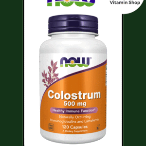 Colostrum NOW 500mg 120 Capsules bottle (Descriptive, includes brand, dosage, quantity)