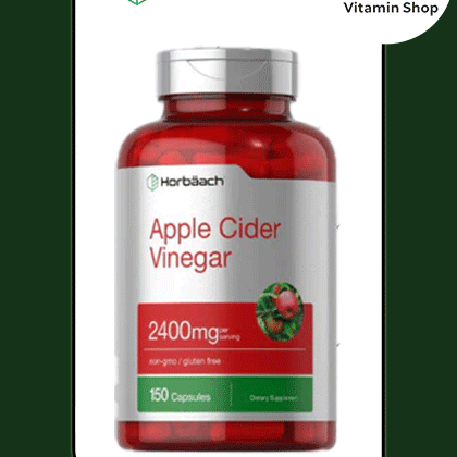 "Horbaach Apple Cider Vinegar 2400mg 150 Capsules Bottle": Clear and includes brand, strength, and quantity.