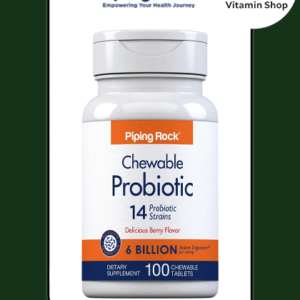 "Piping Rock Chewable Probiotic 14 Strains 6 Billion Organisms 100 Tablets Bottle"