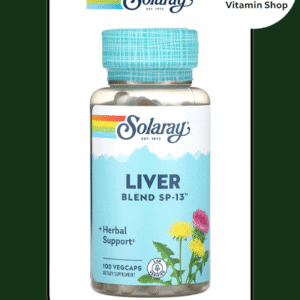 "Solaray Liver Blend SP-13 100 VegCaps Bottle": Clear, descriptive, and includes brand, product name, quantity, and form.