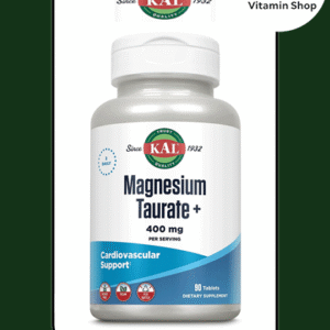 "Kal Magnesium Taurate 400mg + B6 90 Tablets Bottle": Clear, descriptive, including brand, main ingredients, dosage, and quantity.