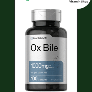 "Horbaach Ox Bile Supplement 1000mg 100 Capsules Bottle": Clear, descriptive, and includes brand, dosage, and quantity.