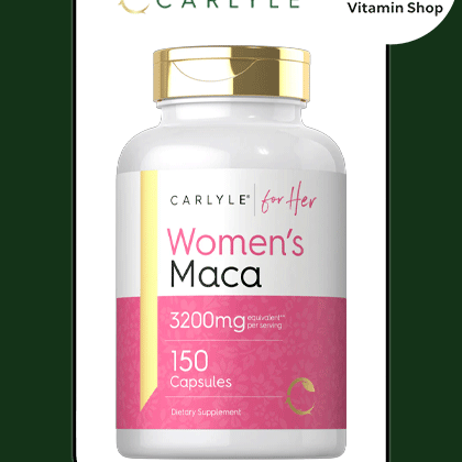 "Carlyle Maca Root Capsules for Women 3200mg Bottle": Descriptive and includes the full product name, strength, and target audience.