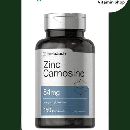"Horbaach Zinc Carnosine Supplement 84mg 150 Capsules Bottle": Clear, descriptive, and includes brand, ingredient, dosage, and quantity.